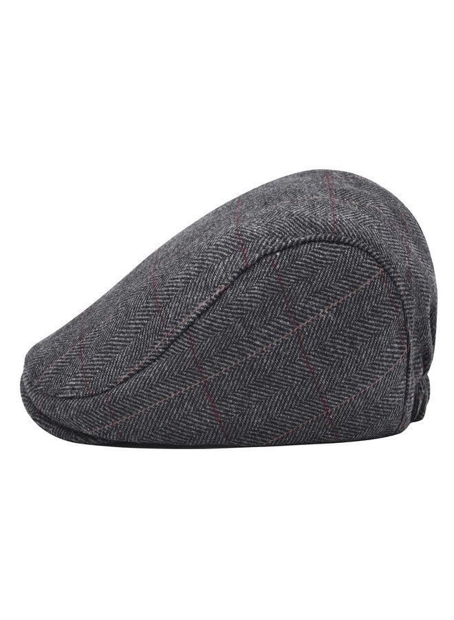 STARANCE Men's Flat Cap Wool Tweed Driving Irish Newsboy Hat, Plaid Gray, One size - Image 3