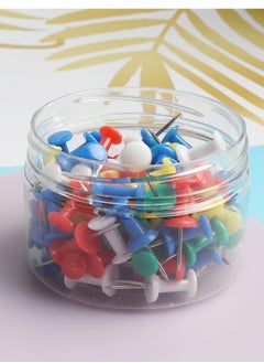 Push Pins,100 Pcs Assorted Colors Thumb Tacks, Drawing Pins Map Pin Colorful Plastic Head Steel Pin for Bulletin Board, Fabric Marking Crafts and Office Organization, Wall Corkboard 5 Colors