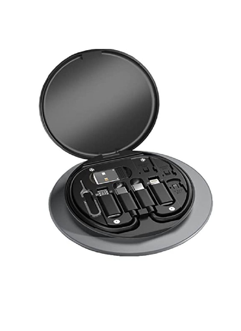 DIGI CORE - 60W USB Adapter Kit Cable Card Multi-Type Charging Cable Case Convertor USB C To Lightning Type C Micro Adapter Data Transfer Contains Card Slot For Traveling Black - Image 1