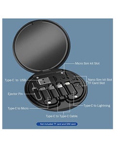 DIGI CORE 60W USB Adapter Kit Cable Card Multi-Type Charging Cable Case Convertor USB C To Lightning Type C Micro Adapter Data Transfer Contains Card Slot For Traveling Black  - Image 4