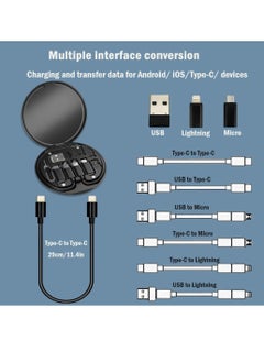 DIGI CORE 60W USB Adapter Kit Cable Card Multi-Type Charging Cable Case Convertor USB C To Lightning Type C Micro Adapter Data Transfer Contains Card Slot For Traveling Black  - Image 2