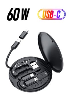 DIGI CORE 60W USB Adapter Kit Cable Card Multi-Type Charging Cable Case Convertor USB C To Lightning Type C Micro Adapter Data Transfer Contains Card Slot For Traveling Black  - Image 1
