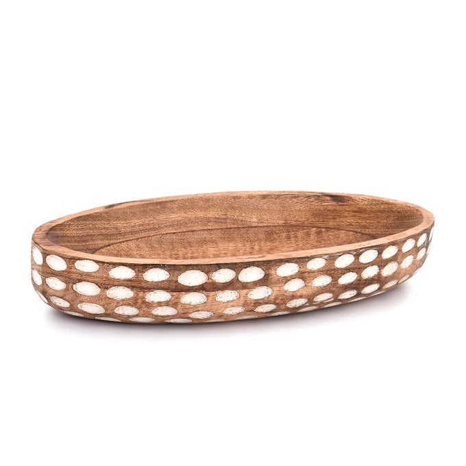 Mango Wood Decorative Bowl for Table Centerpiece Dining Living Room Home Kitchen Dcor 14 x 6 x 23