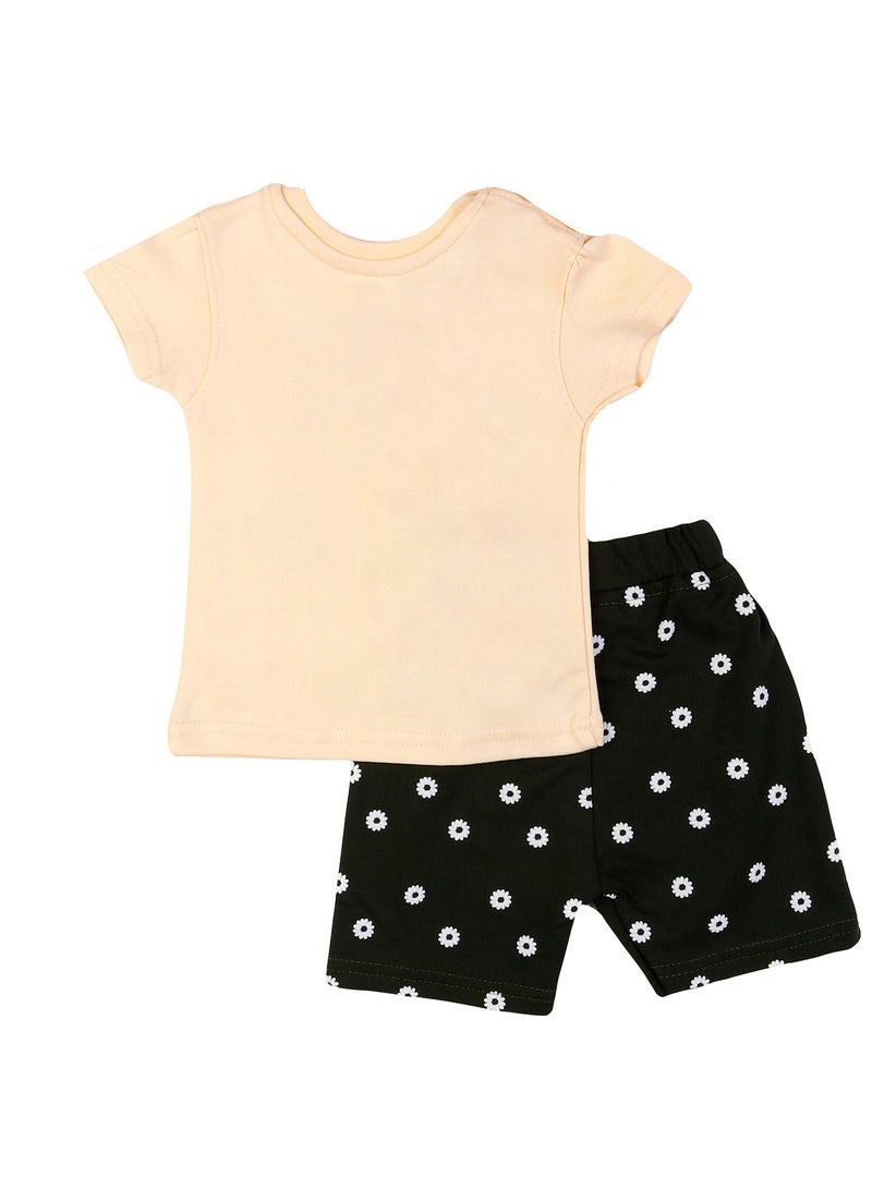 زيركون بيجامة بناتي صيفي لحديثي الولادة - طقم بنات صيف - Image 3