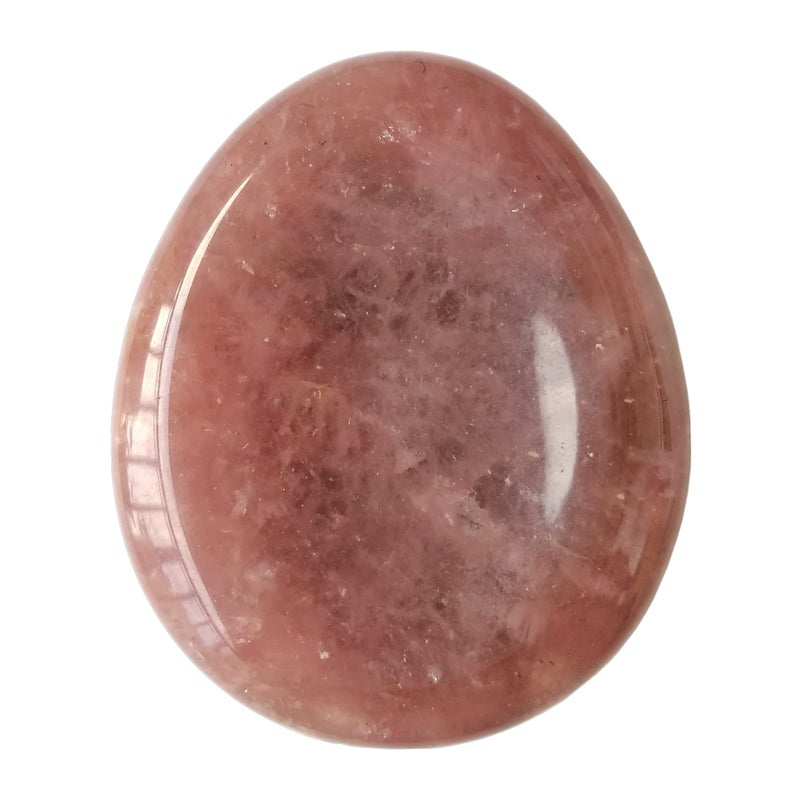 Bacatgem Natural Strawberry Quartz Water Drop Chakra Thumb Worry StoneStress Relax Healing Reiki Crystal Pocket Palm Stones