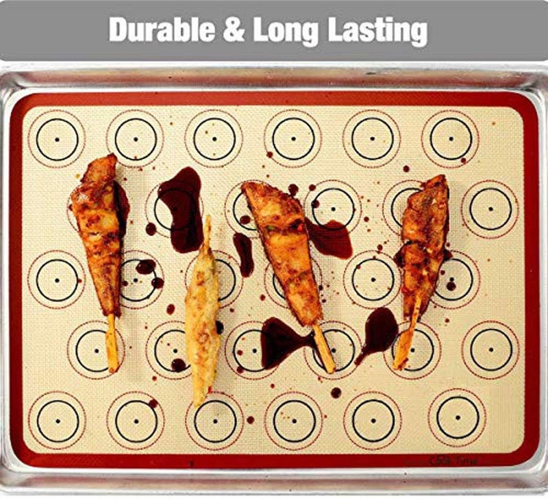 CookTime Macaron Silicone Baking Mat - Set of 2 Non Stick Silicon Macaroon Baking Sheet Cookie Liner(BPA Free/Reusable/Half Sheet),Perfect Cooking Kit for Macarons,Pastry,Cake and Bread Making (Red) - Image 4