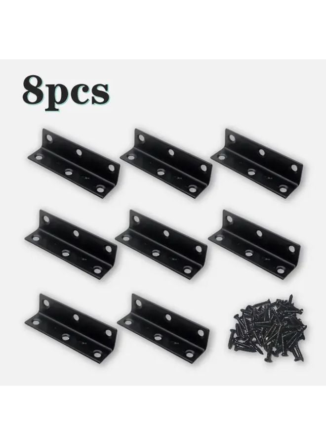 8 Pack Black L Shaped Corner Brackets With Screws For Shelf Support And DIY Projects - Image 1