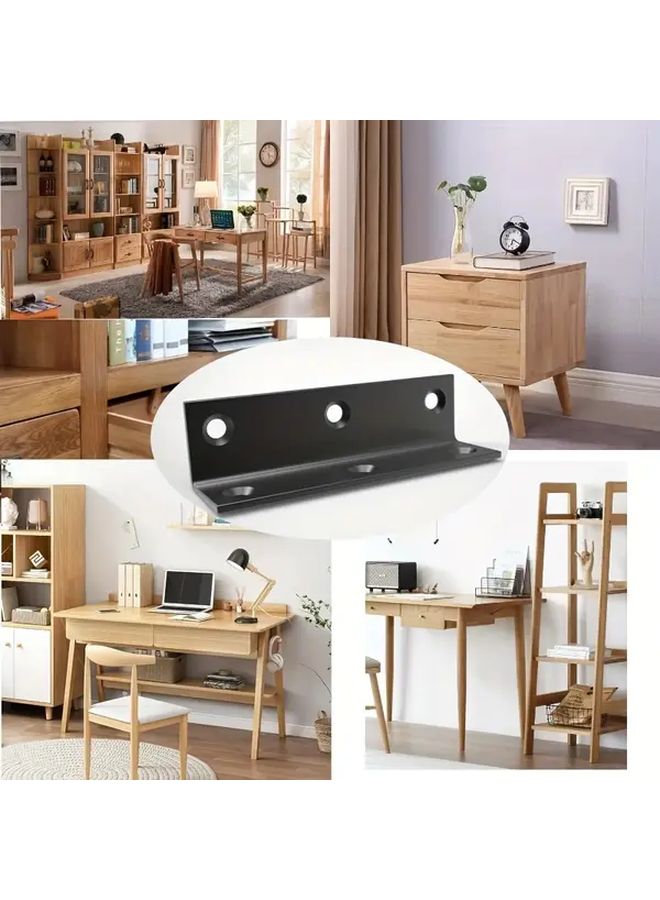 8 Pack Black L Shaped Corner Brackets With Screws For Shelf Support And DIY Projects - Image 3