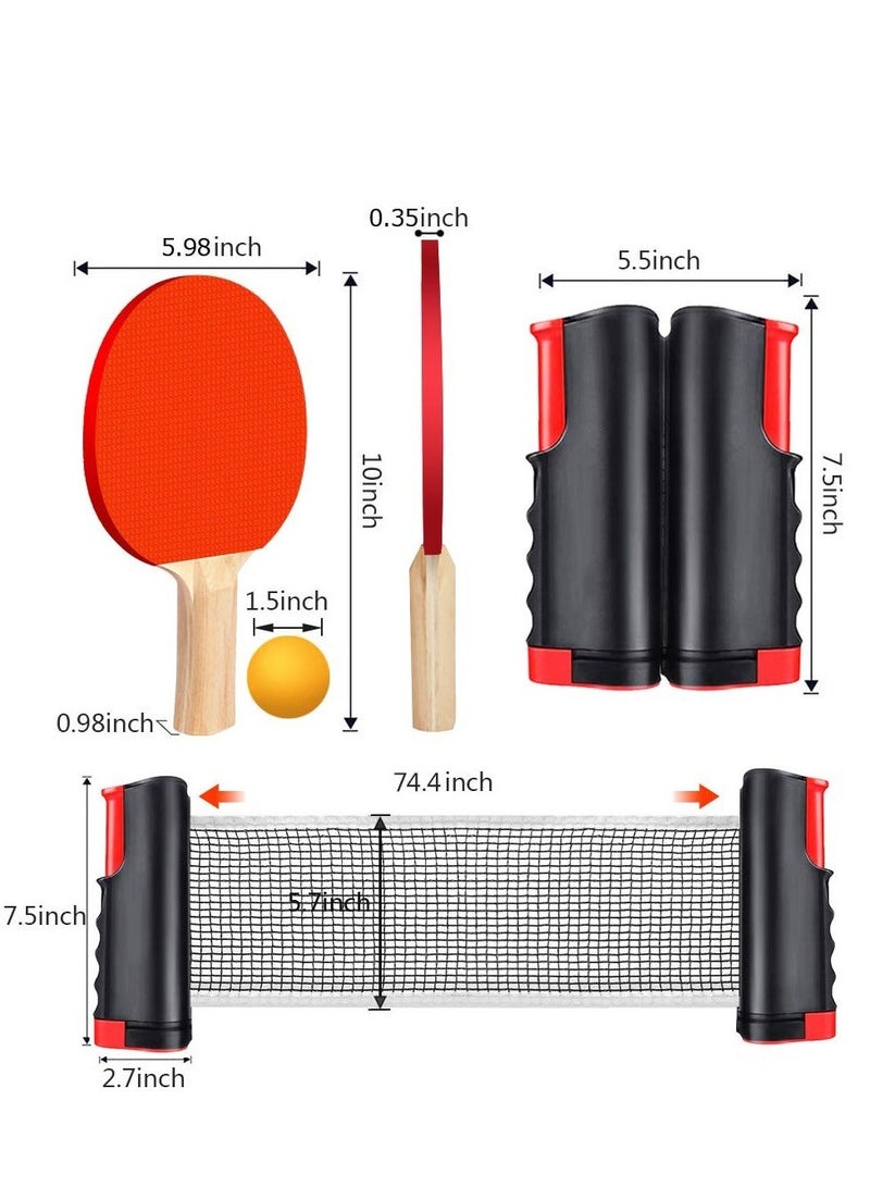 WALALLA Ping Pong Paddle Set, Portable Table Tennis Set with Retractable Net, Rackets, Balls and Carry Bag for Indoor/Outdoor Games - Image 3