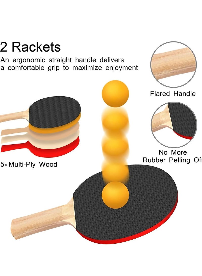 WALALLA Ping Pong Paddle Set, Portable Table Tennis Set with Retractable Net, Rackets, Balls and Carry Bag for Indoor/Outdoor Games - Image 5