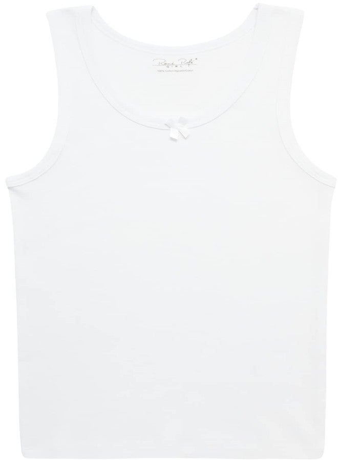 Rene Rofe Girls' Undershirts - 3 Pack 100% Cotton Scoop Neck Tank Tops for Girls - Classic Sleeveless Girls Tank Tops (2T-14), Size 2T, White - Image 5