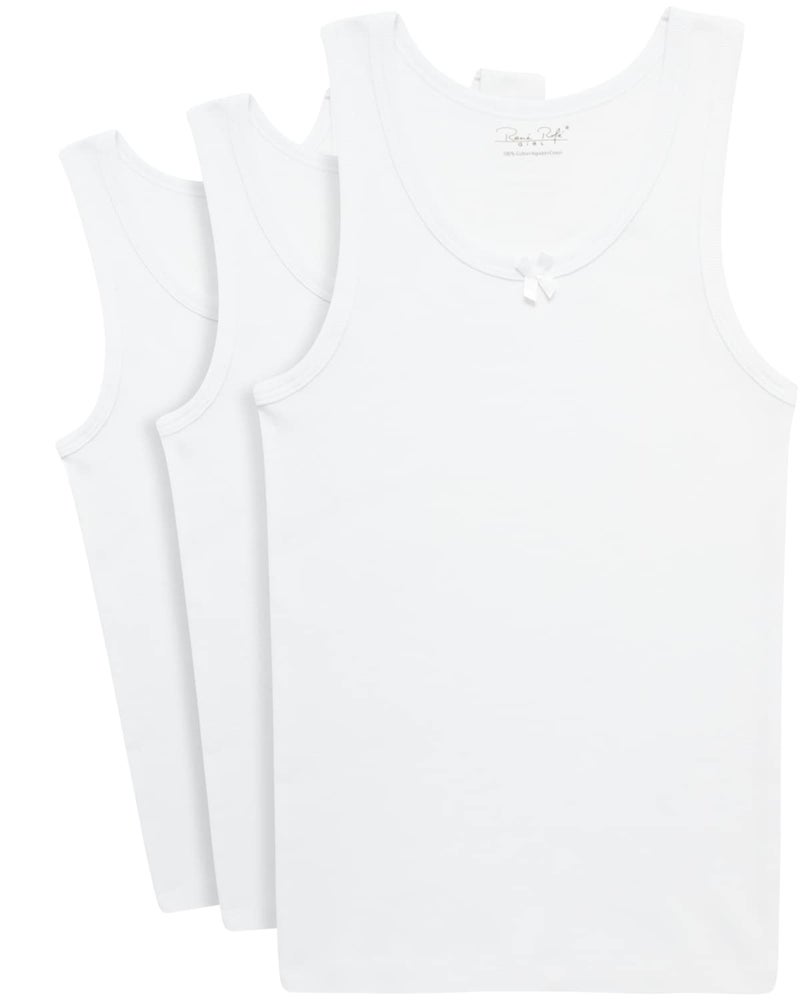 Rene Rofe Girls' Undershirts - 3 Pack 100% Cotton Scoop Neck Tank Tops for Girls - Classic Sleeveless Girls Tank Tops (2T-14), Size 2T, White - Image 1