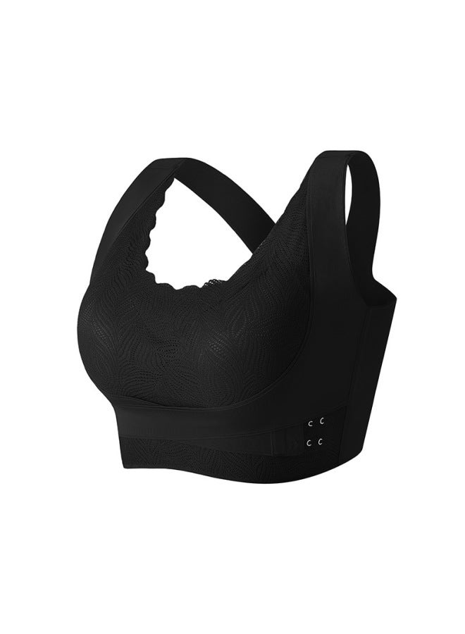 Crossover Beautiful Back Lace Underwear Women's Side Buckle Non-steel Ring Gathering Collapsing Paramilia Seamless Sports Shockproof Bra