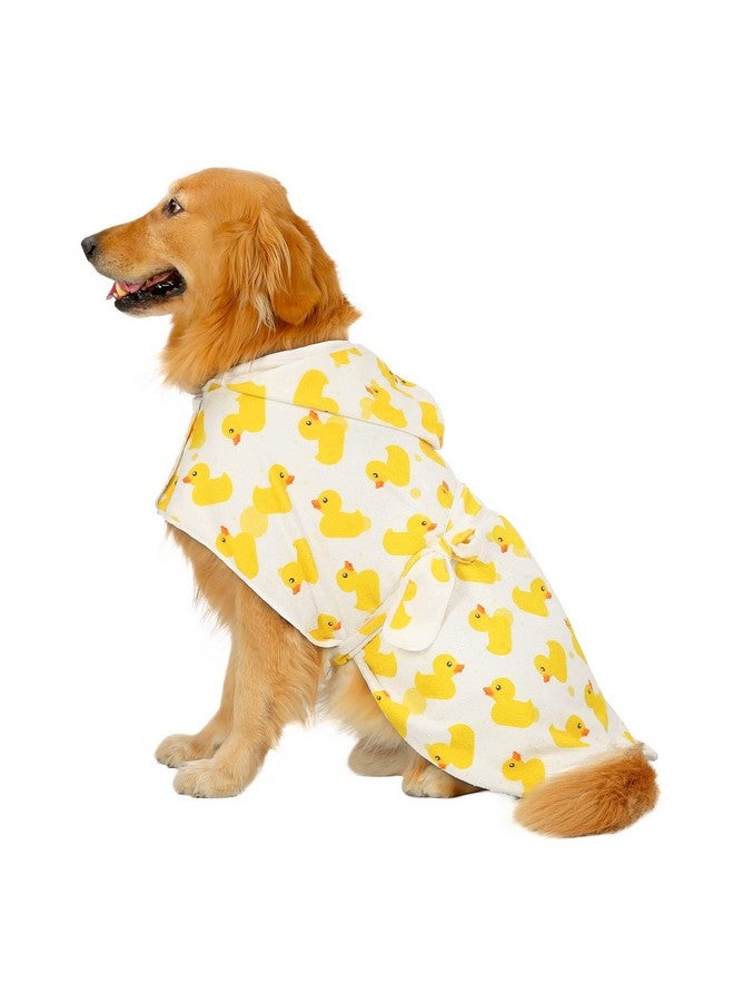 إتش دي إي رداء حمام للكلاب HDE فائق الامتصاص وسريع الجفاف مع غطاء لجميع سلالات الكلاب بمقاسات S-XXL - بط مطاطي أبيض - كبير - Image 1