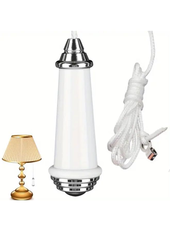 Aluminum Alloy Ceramic Bathroom Light Pull Cord Handle With 59 Inch Extension Rope - Image 3