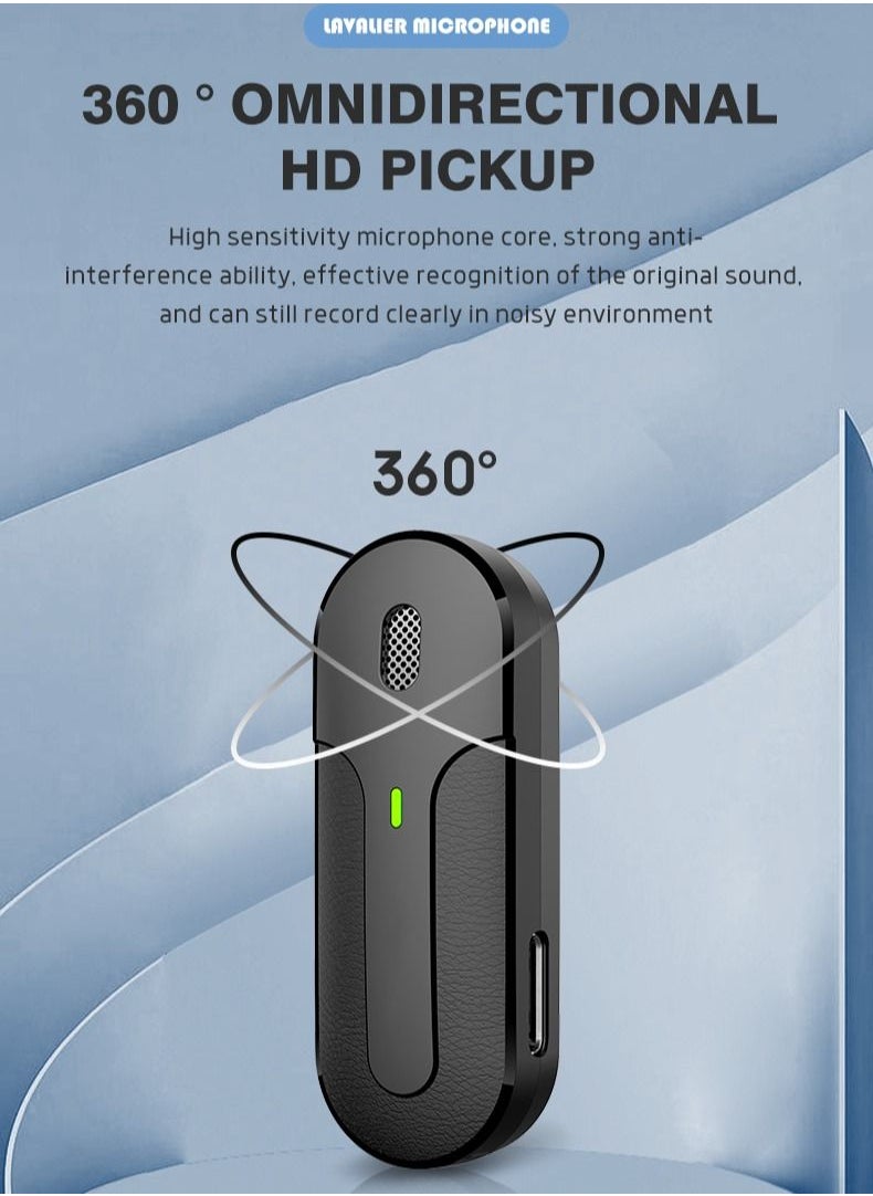 Generic Wireless Lavalier Microphone Mini Portable Noise Reduction Audio Video Recording Microphone For IOS & Android With Charging Box.  - Image 5