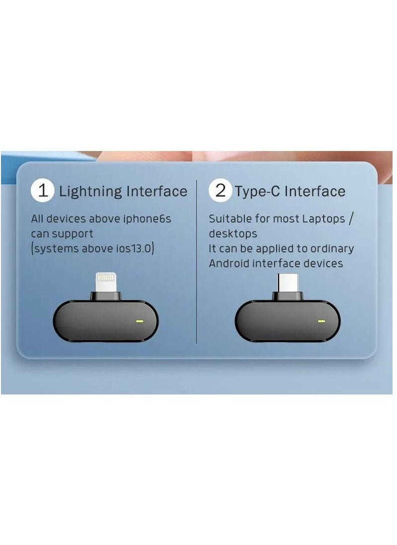 Generic Wireless Lavalier Microphone Mini Portable Noise Reduction Audio Video Recording Microphone For IOS & Android With Charging Box.  - Image 4