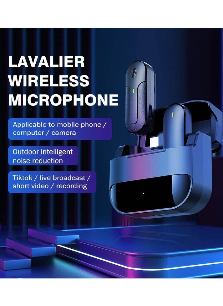 Generic Wireless Lavalier Microphone Mini Portable Noise Reduction Audio Video Recording Microphone For IOS & Android With Charging Box.  - Image 2