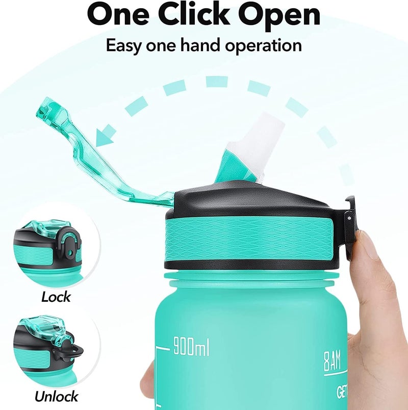 HILY Original Tritan Motivational Water Bottle with Straw(Green) - Image 3