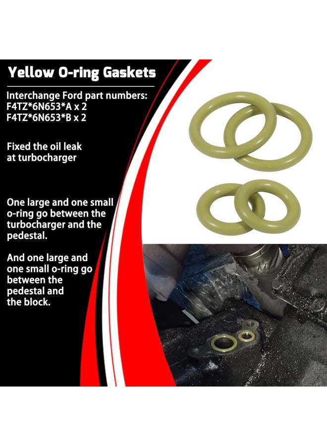 Bzsunway Yellow O-Ring Gaskets Kit & ES 72468 Turbo Mounting Gasket Set for 1994-2003 Ford 7.3L Powerstroke Diesel Turbo Pedestal - Image 4