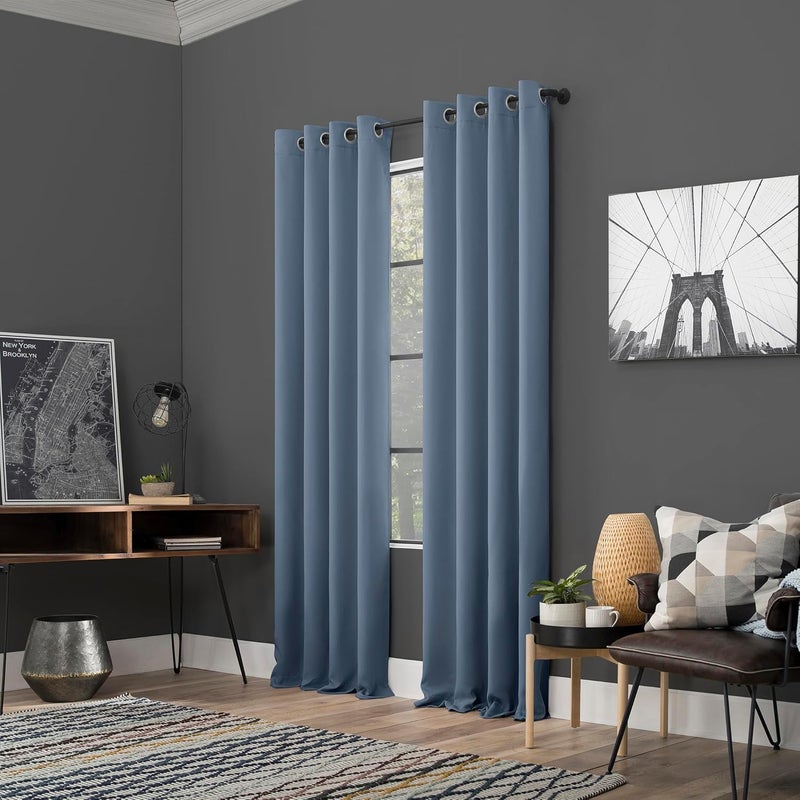 صن زيرو حزمة من 2 ألواح ستائر Soho عالية الكفاءة في استهلاك الطاقة ومانعة للضوء، مقاس 54" × 108"، لون أزرق دينيم - Image 5