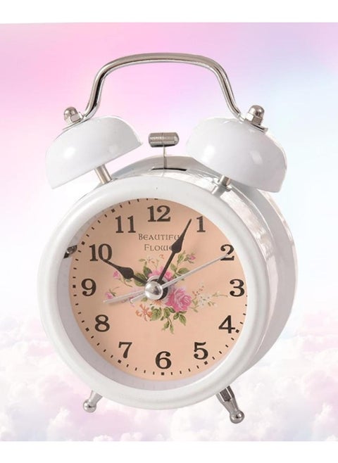 Vintage Twin Bell Tabletop Alarm Clock - Retro Analog Loud Bedside Clock with Metal Case, Easy-to-Read Dial, Battery Operated
