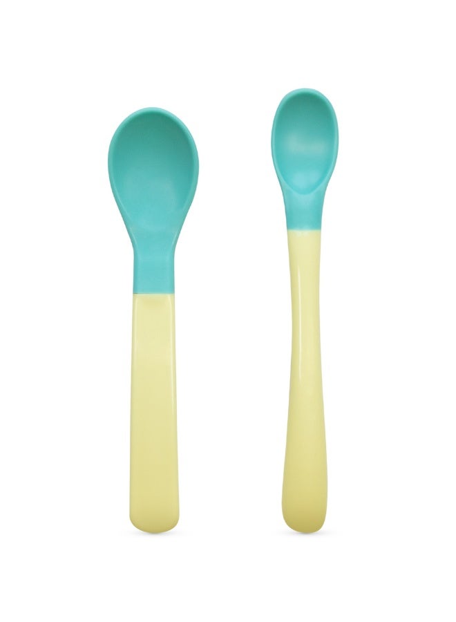 Baboo Soft-Tip Silicone Weaning Spoons (2-Pack) – BPA-Free Feeding Utensils for Babies 6–12 Months – Puree Spoons with Case, Non-Toxic, Dishwasher Safe, Silicone Spoons for babies (Lagoon Fiesta) - Image 2