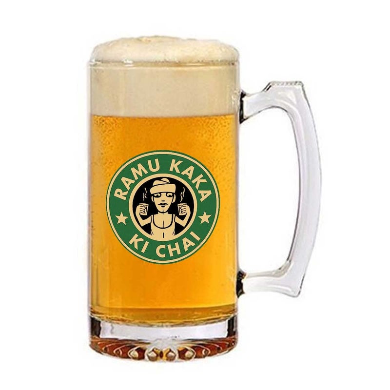 Giftcart Giftcart Ramu Kaka Ki Chai Transparent Beer Mug Gift for Dad Gifts for Friends Gift for Beer Lovers Party Barware Gifts - Image 1