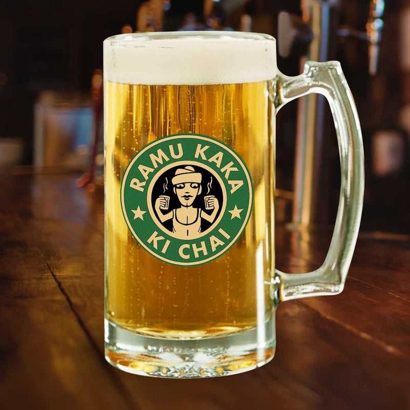 Giftcart Giftcart Ramu Kaka Ki Chai Transparent Beer Mug Gift for Dad Gifts for Friends Gift for Beer Lovers Party Barware Gifts - Image 5