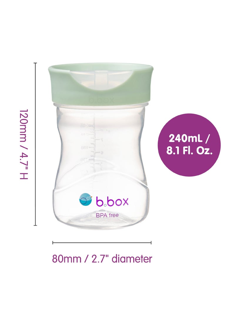 b.box Toddler Training Cup: Free Flow, Easy Transition from Sippy to Big Kid Cup. BPA-Free, Dishwasher Safe | 12m+ | 240ml (sage) - Image 3