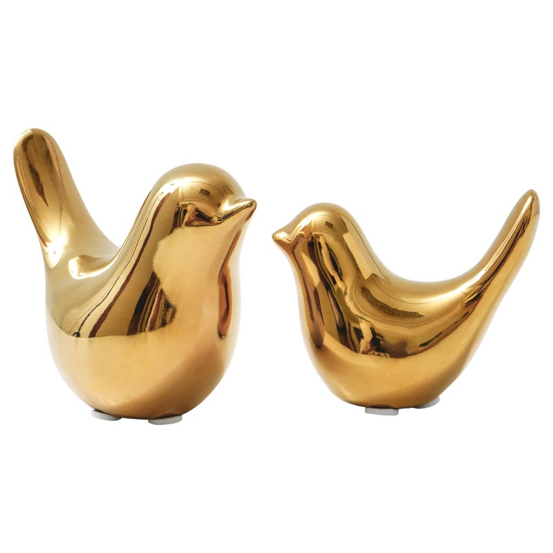 Notakia Small Birds Statues Home Decor Modern Style Birds Decorative Ornaments for Living Room Bedroom Office Desktop Cabinets 2Pcs Gold