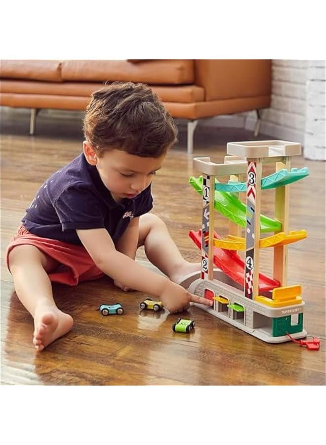 HOOKOR Car Ramp Toys, Race Track Car Toy for Toddler Age 2-4 Year Old Boy with 4 Car, Parking Lot & Gas Station - Image 5