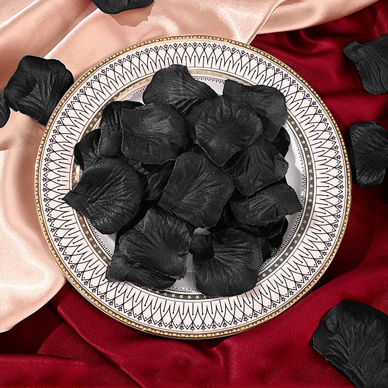Neo LOONS 1000 Pcs Artificial Silk Rose Petals Decoration Wedding Party Color Black - Image 2