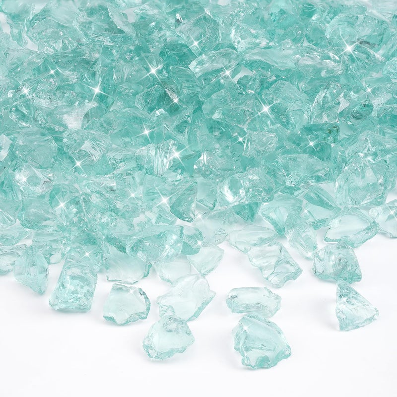 Mr. Fireglass Mr Fireglass Crushed Fire Glass for Natural or Propane Fire Pit Fireplace  Landscaping10 lb High Luster Light Sea Blue 