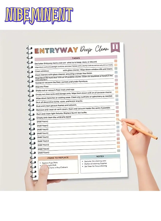NIBEMINENT Cleaning Plan Schedule,Editable Home Cleaning Plan,Household Cleaning Schedule,Daily, Weekly and Monthly Yearly Cleaning Checklist, Custom Adjustable Clean Up Household Chores Sheet, List  - Image 2