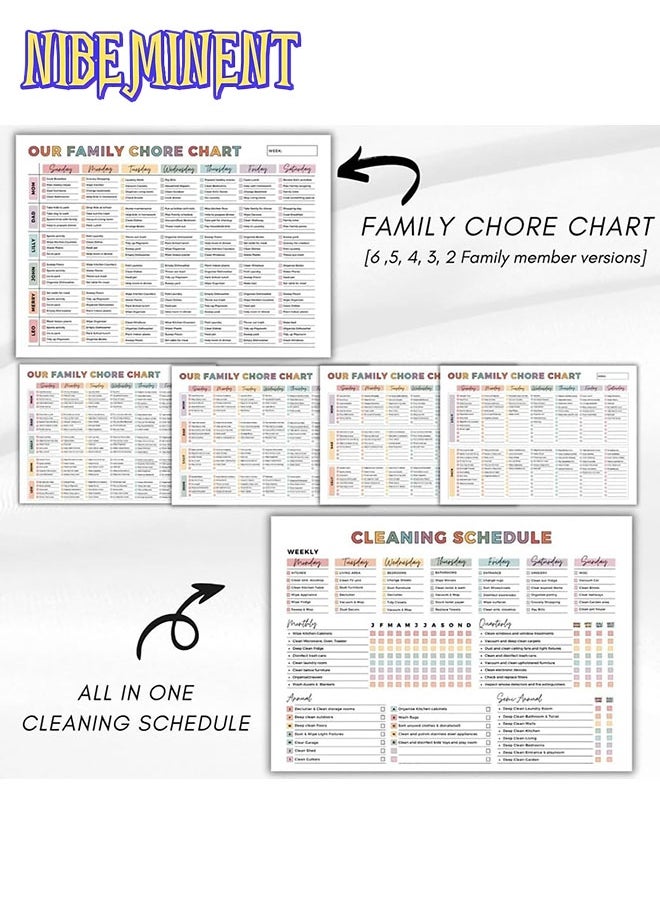 NIBEMINENT - Cleaning Plan Schedule,Editable Home Cleaning Plan,Household Cleaning Schedule,Daily, Weekly and Monthly Yearly Cleaning Checklist, Custom Adjustable Clean Up Household Chores Sheet, List - Image 1