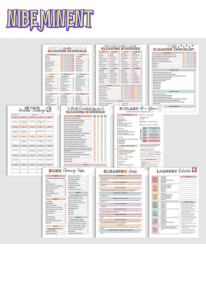 NIBEMINENT - Cleaning Plan Schedule,Editable Home Cleaning Plan,Household Cleaning Schedule,Daily, Weekly and Monthly Yearly Cleaning Checklist, Custom Adjustable Clean Up Household Chores Sheet, List - Image 1