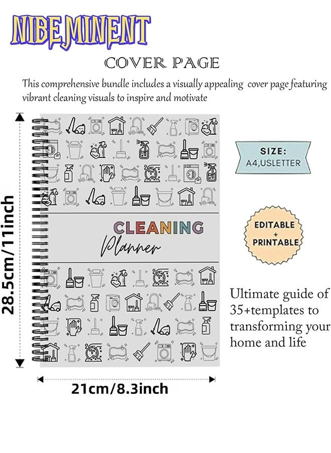 NIBEMINENT Cleaning Plan Schedule,Editable Home Cleaning Plan,Household Cleaning Schedule,Daily, Weekly and Monthly Yearly Cleaning Checklist, Custom Adjustable Clean Up Household Chores Sheet, List  - Image 5