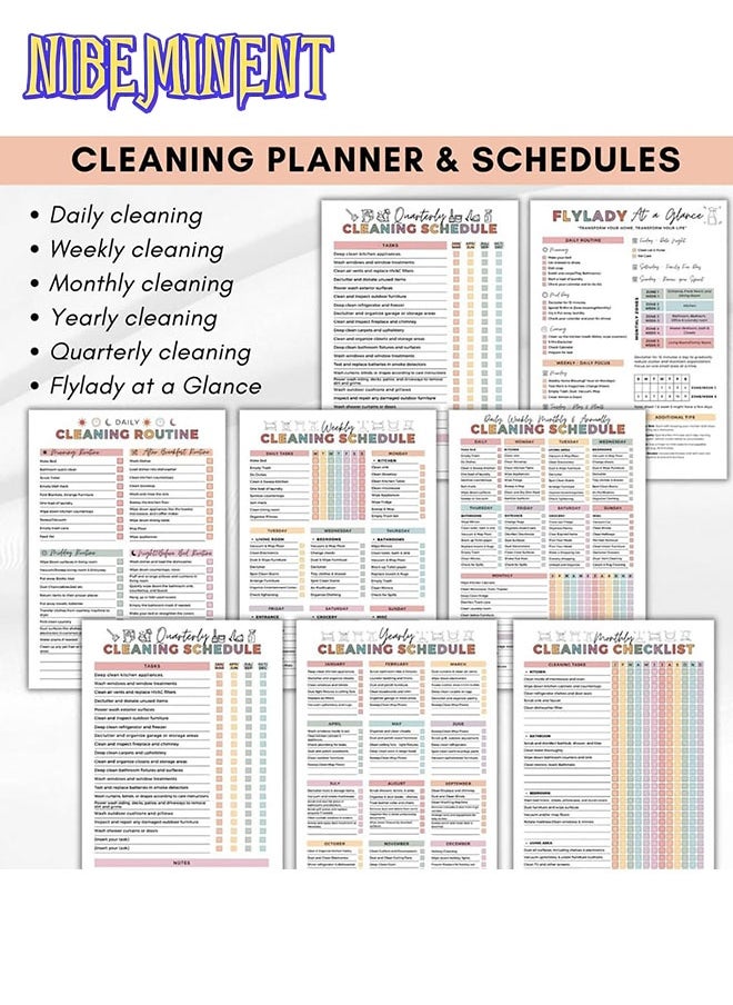 NIBEMINENT Cleaning Plan Schedule,Editable Home Cleaning Plan,Household Cleaning Schedule,Daily, Weekly and Monthly Yearly Cleaning Checklist, Custom Adjustable Clean Up Household Chores Sheet, List  - Image 3