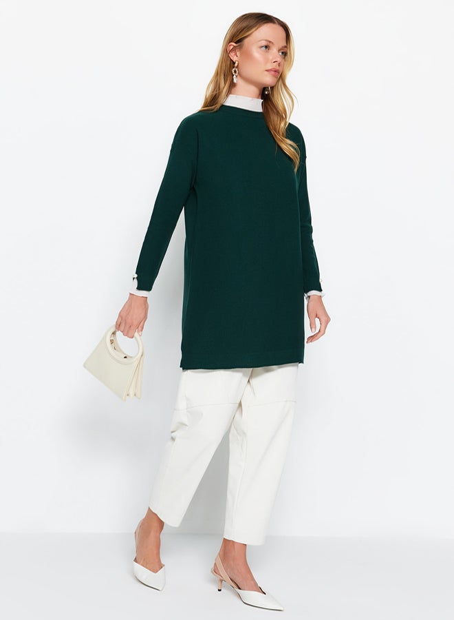 trendyol Dark Green Sleeve Pearl Detailed Knitwear Sweater - Image 3