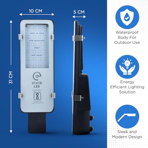 VIVID LED 24w LED Street Light Outdoor Waterproof IP65 | High Brightness Energy Saving LED Lamp for Street, Garden, Parking & Security Lighting | BIS Certified | Made in India - Image 5