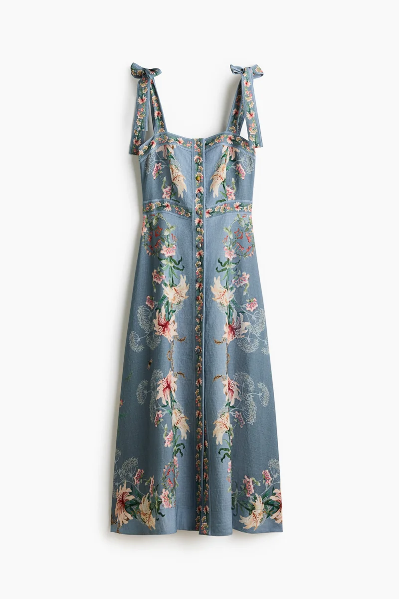 Tie-strap viscose-blend dress