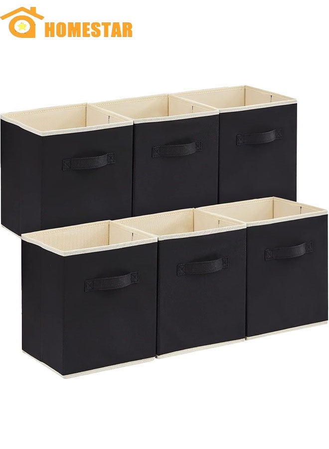 هومستر مجموعة من 6 مكعبات التخزين القابلة للطي ، سلالات النسيج القابلة للطي ، سلال تنظيم الزخرفية للرفوف للخزانة ، غرفة المرافق ، غرفة التخزين ، الأسود - Image 1