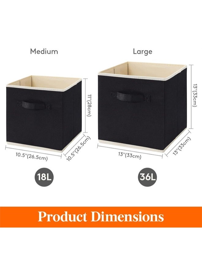 هومستر مجموعة من 6 مكعبات التخزين القابلة للطي ، سلالات النسيج القابلة للطي ، سلال تنظيم الزخرفية للرفوف للخزانة ، غرفة المرافق ، غرفة التخزين ، الأسود - Image 4