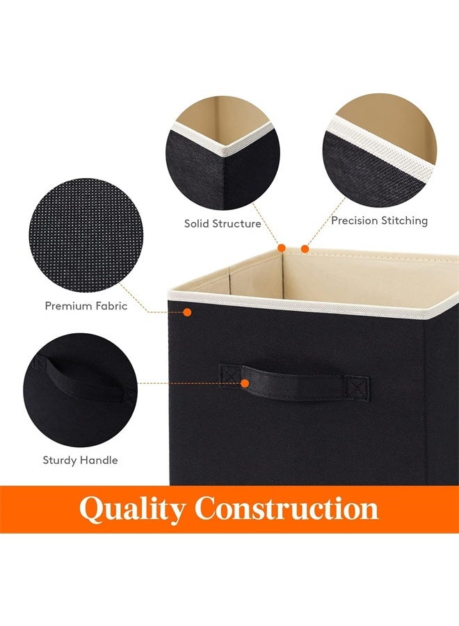هومستر مجموعة من 6 مكعبات التخزين القابلة للطي ، سلالات النسيج القابلة للطي ، سلال تنظيم الزخرفية للرفوف للخزانة ، غرفة المرافق ، غرفة التخزين ، الأسود - Image 3
