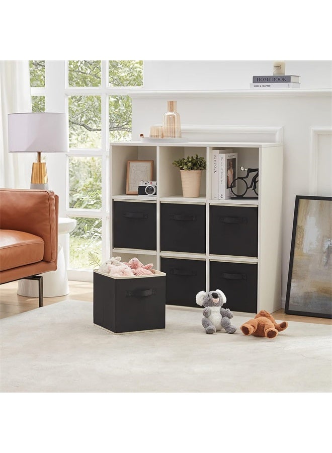 هومستر مجموعة من 6 مكعبات التخزين القابلة للطي ، سلالات النسيج القابلة للطي ، سلال تنظيم الزخرفية للرفوف للخزانة ، غرفة المرافق ، غرفة التخزين ، الأسود - Image 2