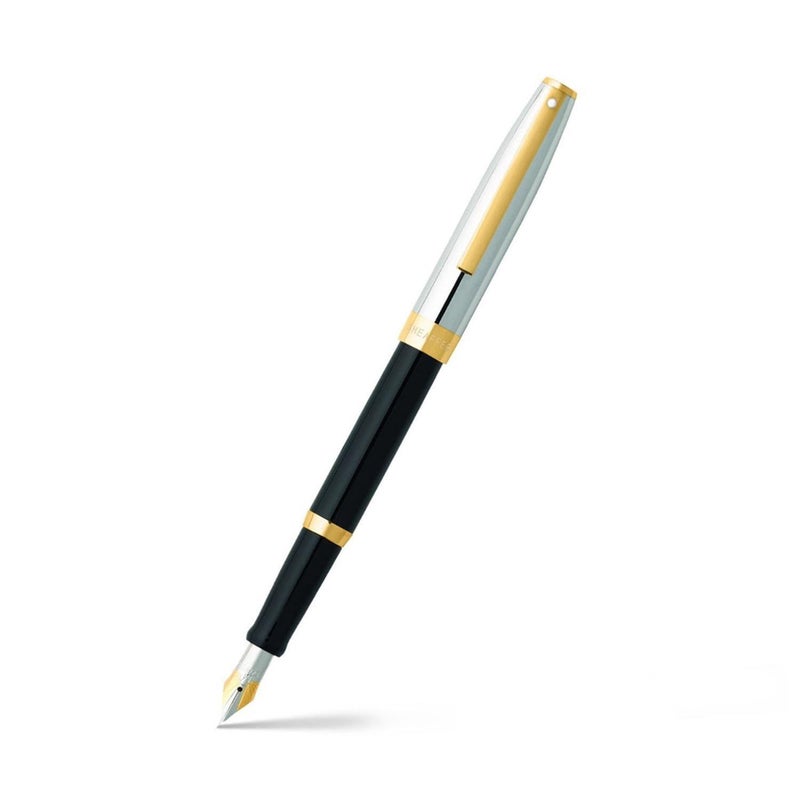 SHEAFFER Pen Sheaffer Sagaris E9475 Glossy Black Barrel With Chrome Cap And Gold Trims Medium Fp - Image 1