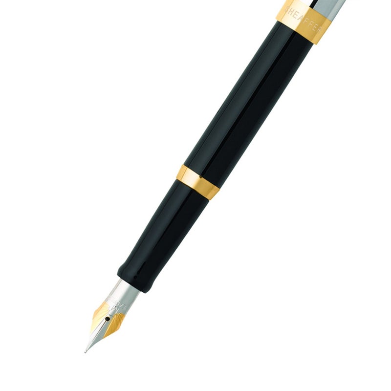 SHEAFFER Pen Sheaffer Sagaris E9475 Glossy Black Barrel With Chrome Cap And Gold Trims Medium Fp - Image 4