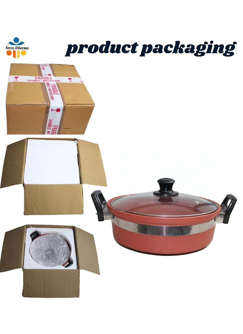 Terra Charms Terra Charms Clay KadhaiStylish Design Terracotta Clay kadhai 15LtrEarthnewarePotPanKadai for Cooking Kadhai with Lid  - Image 5