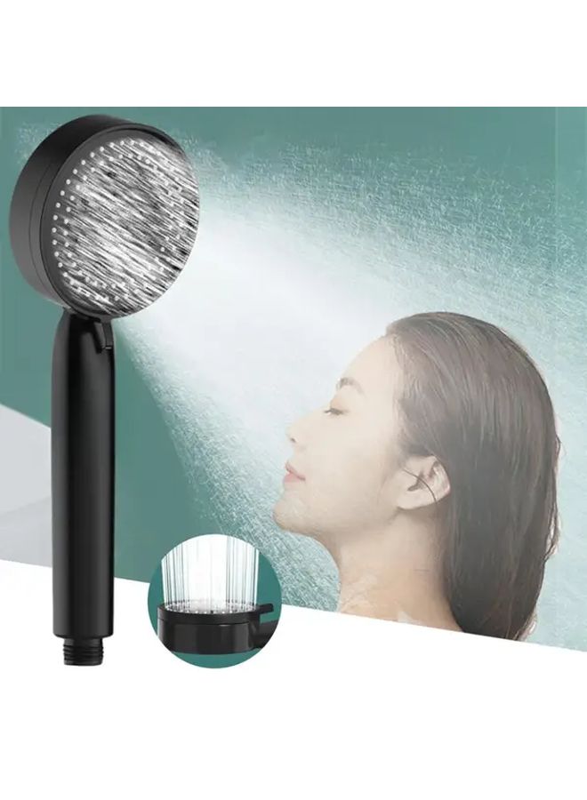 Black Handheld Shower Head Booster 5 Gear High Pressure Easy Installation Durable Plastic for Home Bathroom Use - Image 1